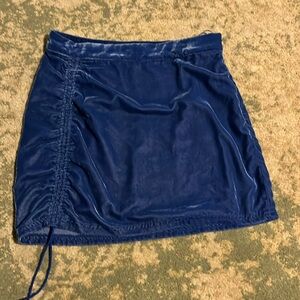 Free people velvet velour mini rouched skirt blue sz 8